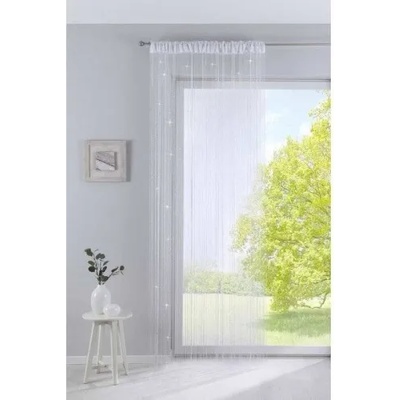 Дрейпари БГ Готовo перде на ресни, с лъскав ефект, цвят бял с пришита универсална ширит лента (перделък) подходящо за поставяне на корниз и релса, размер 250x140см. код-203034