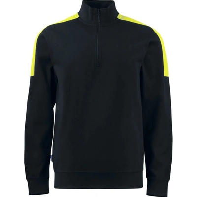 Projob 2128 Swatshirt Doubleface Pánská mikina s 1/2 zipem černá/žlutá