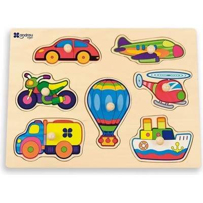ANDREU Toys Дървен пъзел с дръжки Andreu toys - Транспортни средства (16456)