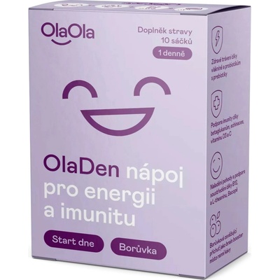 OlaOla Nápoj pre energiu a vitalitu prášok na podporu imunitného systému príchuť Blueberry 10 ks