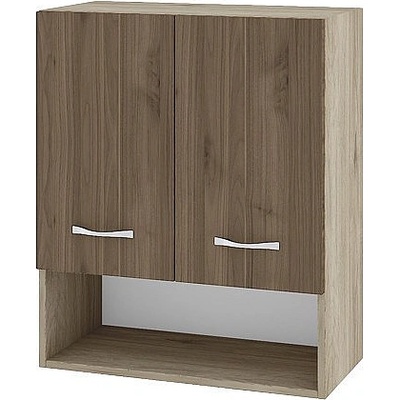 ИРИМ Горен шкаф с две врати и ниша Сити АРО-7 дъб сонома арвен / орех адмирал 60 см