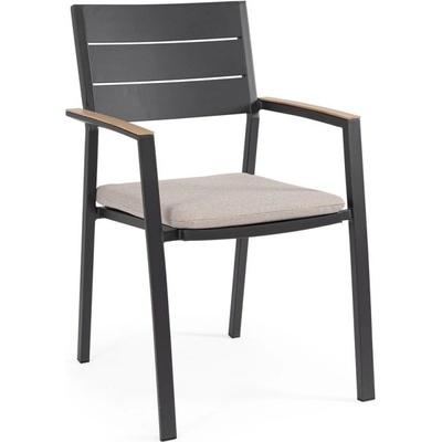 Bizzotto Стол Zelmar антрацит с подлакътници и възглавница YK13 (0663789)