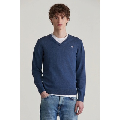 Gant Classic Cotton V-neck modrá – Zbozi.Blesk.cz