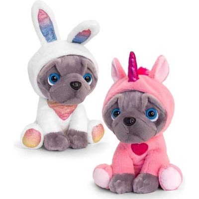 Keel Toys Френски булдог, с костюм на еднорог/зайче (2), 20 см (sd6170)