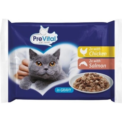 PreVital Cat Консерва пиле/сьомга в сос 4 x 100 г
