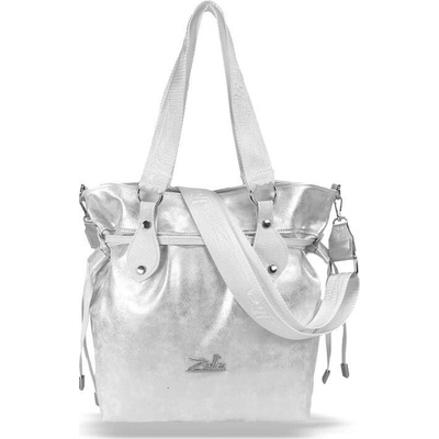 Zellia 24112 strieborno-biela dámska taška cez rameno bočná taška 30 x 28 x 13 cm