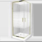 Mexen Rio квадратна душ кабина 80 x 80 см, бели ивици, златисто + корито, бяло - 860-080-080-50-20-4510 (860-080-080-50-20-4510)