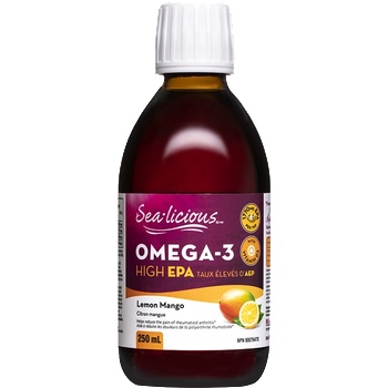 Natural Factors Sea-Licious® Омега-3 High EPA + ВИТАМИН D3 400 IU/ 10 g 250 ml, с вкус на лимон и манго | Natural Factors (3123 SL)