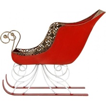 Clayre & Eef Červeno-zlaté kovové sáně Christmas Sleigh - 37*16*31 cm