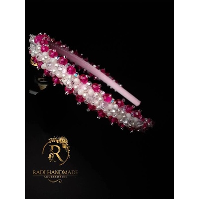 Radi handmade Елегантна диадема с цикламени и бели кристали (502)