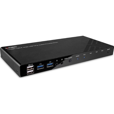 Lindy KVM суич с 4 HDMI 4K60 порта, USB 3.0 и аудио, Lindy 39313 (39313)