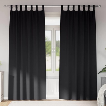 vidaXL Завеси за затъмняване с пръстени 2 pcs Черно 225 x 140 см (4107540)