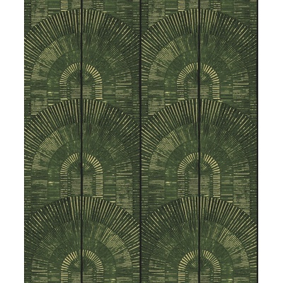 Khroma by Masureel Luxusná zeleno-zlatá vliesová tapeta Art Deco, Spirit of Nature, rozměry 0,53 x 10,05 m