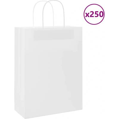 vidaXL Хартиени торбички 250 бр с дръжки бели 26x12x35 см (4101618)