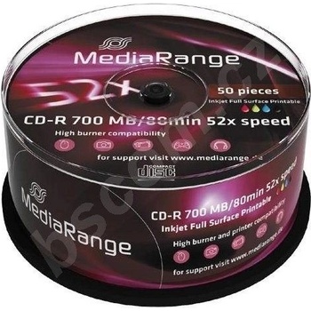MediaRange CD-R 700MB 52x Printable, cake box 50ks (MR208)
