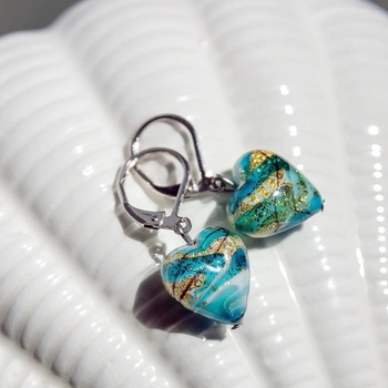 Lampglas náušnice s 24-karátovým zlatom v perle Lampglas Turquoise Emotion ELH51/CHI