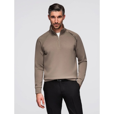 Ombre Clothing Мъжки суитшърт с контрастен печат и висока яка - сиво-кафявина V3 OM-SSZP-0211 Ombre Clothing Ombre Clothing | Kafyav | МЪЖЕ | S
