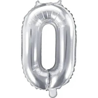Party Deco Фолиев Балон Цифра, Сребърно - 35см - 0 (fb10m-0-018)