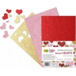 GDD Stickers Glitter hearts A5 3pcs mix HAPPY COLOR