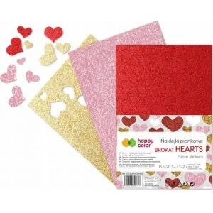 GDD Stickers Glitter hearts A5 3pcs mix HAPPY COLOR