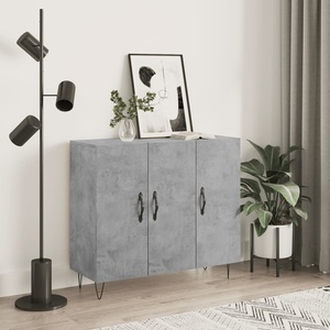 vidaXL Сайдборд, бетонно сив, 90x34x80 см, инженерно дърво (828104)