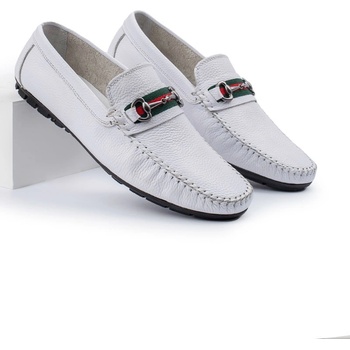 Alexander garcia Мъжки мокасини от естествена кожа - Бели 20230321119 (381531_Бяло)