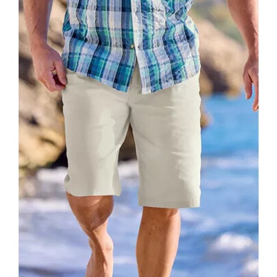 Atlas For Men Pohodlné bavlnené chino bermudy Béžová