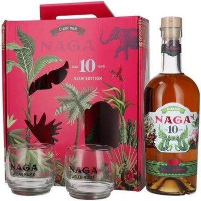 Naga Rum 10y Siam Edition 40% 0,7 l (darčekové balenie 2 poháre)