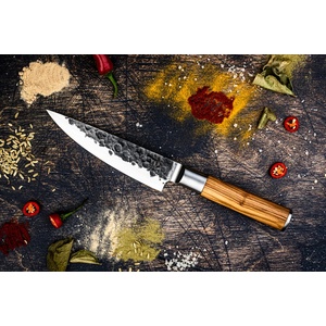 Forged Кухненски нож Forged - Ръчна изработка - японска стомана 440С - Холандия - Серия Olive - Chef 16см