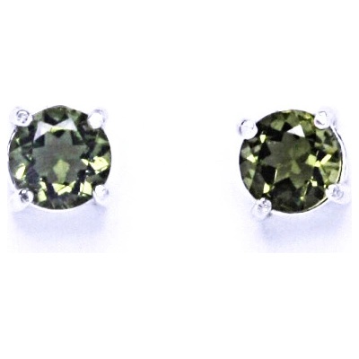 Čištín Zlaté náušnice, přírodní vltavín , bílé i žluté zlato - NŠ 1250