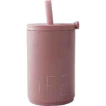 Design Letters Чаша за пътуване Design Letters Life със сламка 330 мл цвят пепел от рози (30101022ARLIFE)