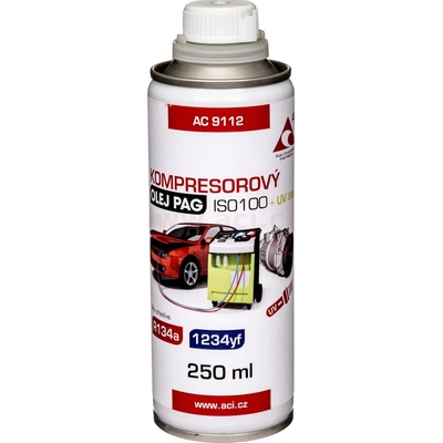 kompresorový olej PAG 100 + UV látka (R134a, 1234yf) 250 ml (vhodný i pro elektrické kompresory Sanden)