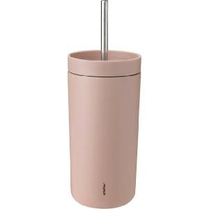 Stelton Термочаша To-Go Sip с двойни стени от стомана със сламка 400 мл цвят пепел от рози (686-50)