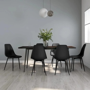 vidaXL Трапезни столове, 6 бр, черни, PP (3082342)
