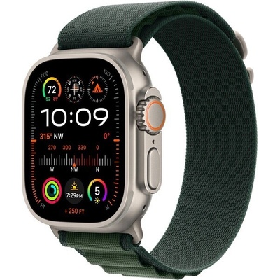 Apple Watch 49 mm tmavo zelený Alpský ťah Large vyhotovenie z prírodného titánu MXMW3ZM/A