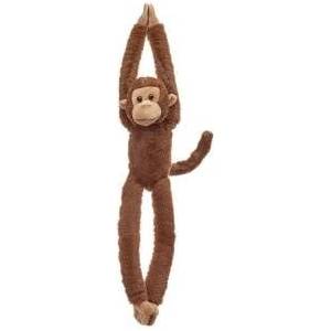 BEPPE Brown hanging mascot monkey with velcro 45cm ZA5656