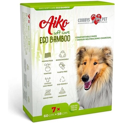 Aiko Soft Care Eco Bamboo 60 x 58 cm 7ks kompostovateľné podložky drevené uhlie neutralizujúce zápach