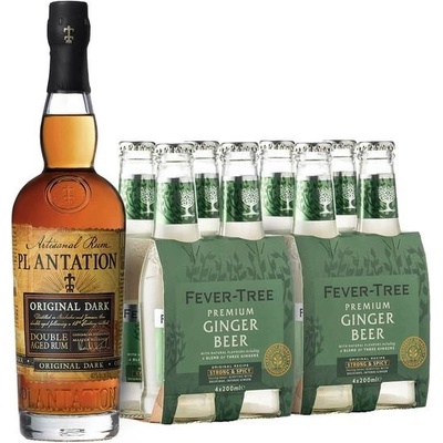 Plantation Original Dark 40% 0,7 l a Fever-Tree Ginger Beer 8 x 0,2 l (set)