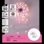 Aigostar Aigostar-LED Външен коледен гирлянд 50xLED/8 режима 3xAA 5, 3 m IP44 розов/топъл (AI3053)