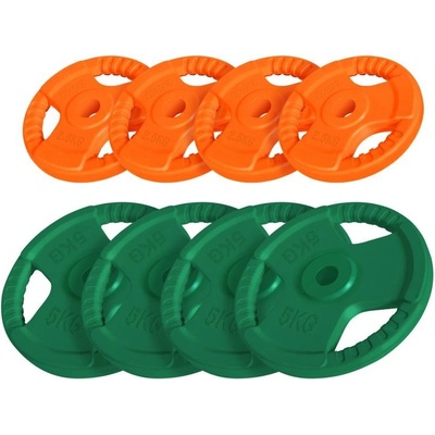 Gorilla Sports súprava záťažových kotúčov pogumovaná liatina 4 x 2,5 kg 4 x 5 kg 31 mm