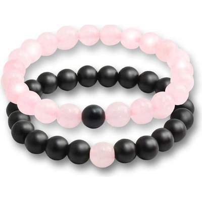 BudNej náramky pre páry YIN a YANG STYLE z ruženínu a onyxu MN3022