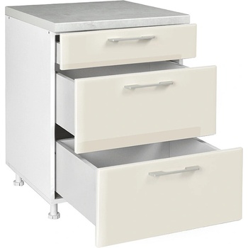 Matis Кухненски шкаф долен с три чекмеджета in mdf d60 3f бежов гланц