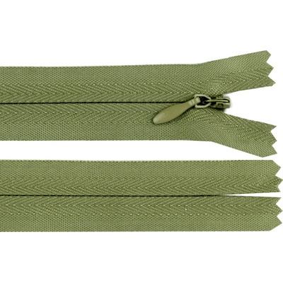 Spirálový zip skrytý No 3 délka 45 cm, malé, 263 zelená khaki