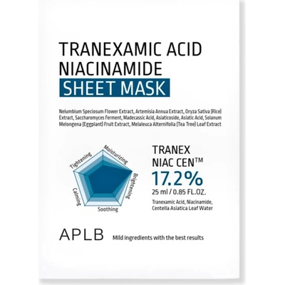 APLB Glutathione Niacinamide Sheet Mask hydratačno-rozjasňujúca maska 25 ml