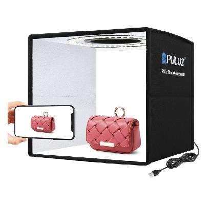 PULUZ домашно фотостудио, 25cm ръб с вградена светлина, черно (PU5025B)