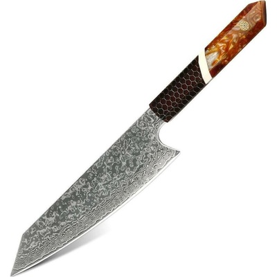 IZMAEL Damaškový kuchynský nôž Shinsei Kiritsuke/Hnedá 21 cm