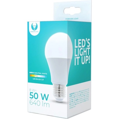 Forever Light LED žiarovka E27 A60 8W 230V 4500K 640lm