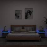 vidaXL Нощни шкафчета с LED осветление, 2 бр, сив сонома, 40x39x48, 5см (836795)