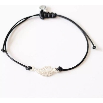 Boho Design náramek List a černý satén 0151379