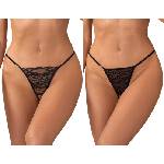 Obsessive Bianca 2-pack Crotchless Thong Black XXL/XXXL